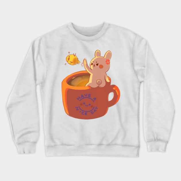 Have a Nice Day! Grumpy Rabbit Crewneck Sweatshirt by vooolatility